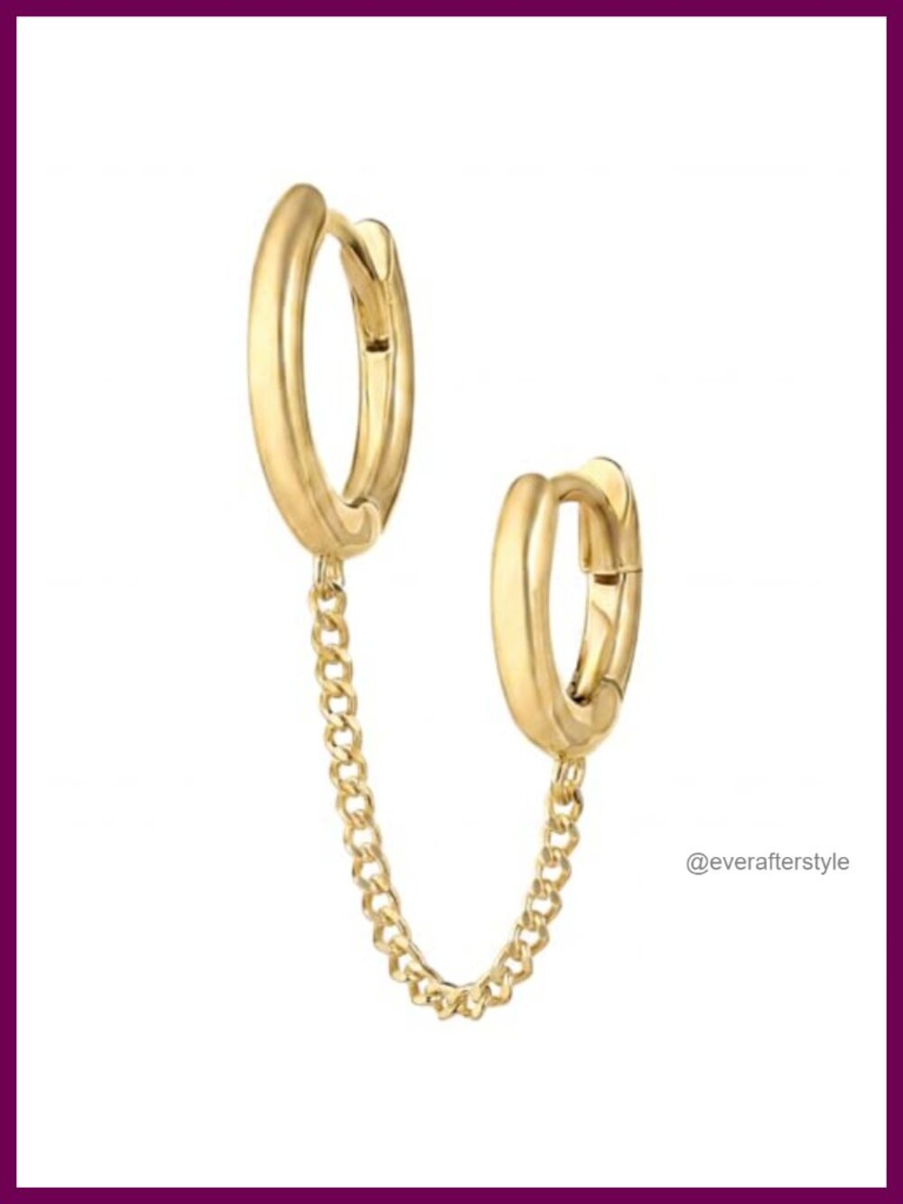 18K Gold Plated Double Chain Huggie Hoop Earrings